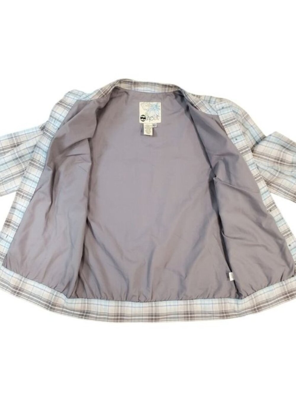 Split Women's Blue Plaid Print Jacket Size XSmall - Picture 8 of 12